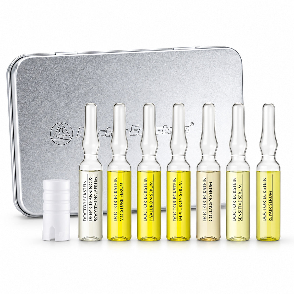 Ampullenkur in silber Metallbox Doctor Eckstein